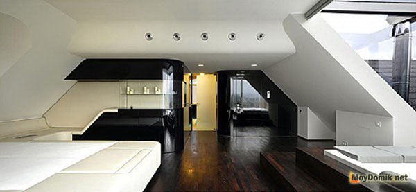 потолки, стены в стиле хай-тек 