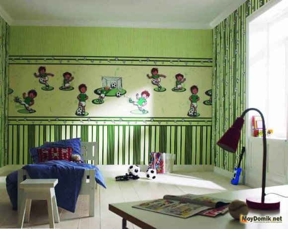 Комбинирование обоев в детской Комбинирование обоев в детской
