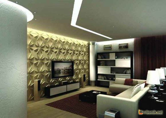 Интерьер декоррированный 3д панелями с подсветкой Интерьер декоррированный 3д панелями с подсветкой