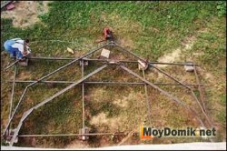 Сборка каркаса зимнего сада