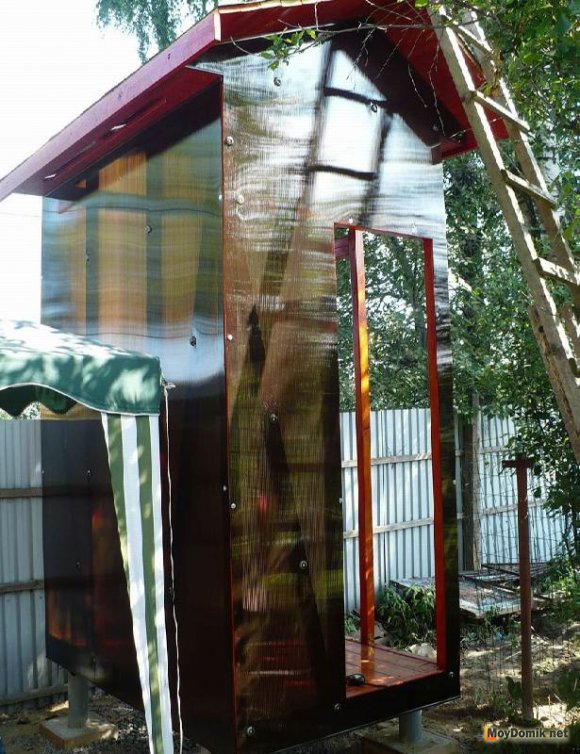 Обшивка каркаса душа поликарбонатом