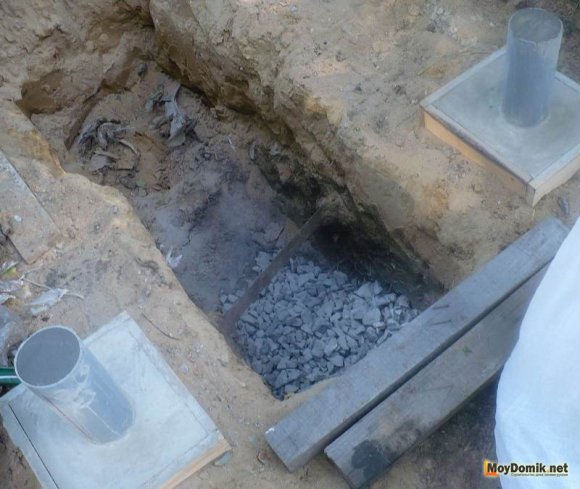 Засыпка дренажной ямы щебнем