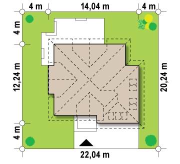 План земельного участка для дома с мансардой и гаражом