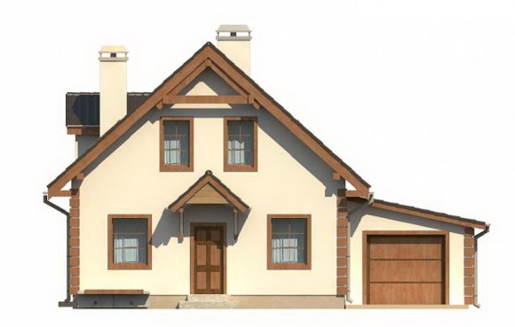 Проект дома с мансардой и гаражом - фасад 2