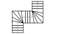Схема одномаршевой лестницы с дугообразным (зигзагообразным) поворотом