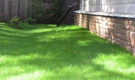 Скрытая отмостка дома с газоном