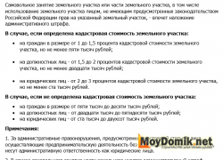 Статья 7.1 КОАП РФ. Самовольное занятие земельного участка