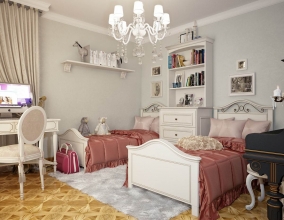 Интерьер комнаты для двух девочек школьников