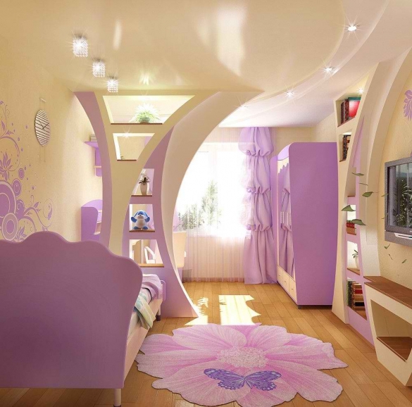 Перегородки для зонирования пространства в комнате для школьницы