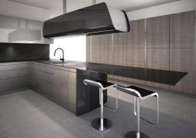 Дизайн кухни студии в хай-тек стиле