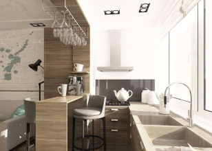 Дизайн кухни с балконным окном