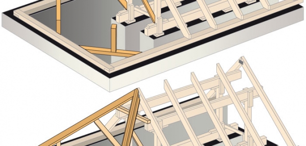 Способы верхнего опирания диагональных стропил