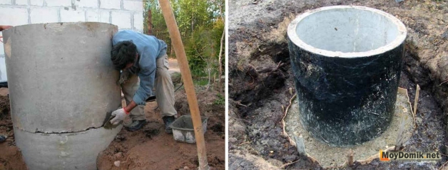 Место соединения колодезных колец изолируют снаружи